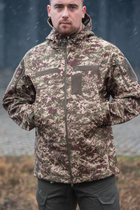 Мужская Демисезонная Куртка Soft Shell Хищник на Флисе ветрозащитная S - изображение 7