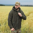 Куртка тактическая с капюшоном мужская из плотного флиса и шерпа плотностью 550г/м2 Grizli Олива 54 - изображение 3