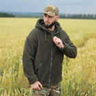 Куртка тактическая с капюшоном мужская из плотного флиса и шерпа плотностью 550г/м2 Grizli Олива 54 - изображение 3