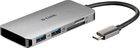 Hub USB D-Link DUB-M610 6-in-1 USB-C to HDMI/Card Reader/Power Delivery Silver - obraz 1