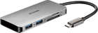 Hub USB D-Link DUB-M610 6-in-1 USB-C to HDMI/Card Reader/Power Delivery Silver - obraz 1