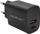 Мережевий зарядний пристрій Qoltec GaN Power Pro Charger USB-C USB-A 30W 5-20V 1.5-3A Black - зображення 1
