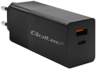 Мережевий зарядний пристрій Qoltec GaN Power Pro Charger USB-C USB-A 100W 5-20V 1.5-5A Black - зображення 1