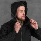 Демісезонна чоловіча Куртка з капюшоном Softshell на флісі чорна розмір S - зображення 7