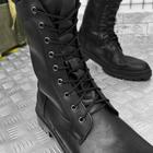 Мужские кожаные Берцы Shaved на меху с резиновой подошвой / Зимние высокие Ботинки черные размер 46 - изображение 3