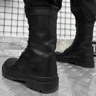 Мужские кожаные Берцы Shaved на меху с резиновой подошвой / Зимние высокие Ботинки черные размер 41 - изображение 4