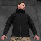Демісезонна чоловіча Куртка з капюшоном Softshell на флісі чорна розмір XXL - зображення 4