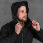Демісезонна чоловіча Куртка з капюшоном Softshell на флісі чорна розмір XXL - зображення 7