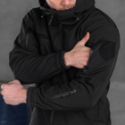 Демісезонна чоловіча Куртка з капюшоном Softshell на флісі чорна розмір XL - зображення 5