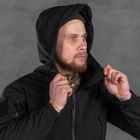 Демісезонна чоловіча Куртка з капюшоном Softshell на флісі чорна розмір XL - зображення 7