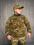 Тактична флісова кофта зі вставками Softshell, кофта для військових фліска Мультикам 49