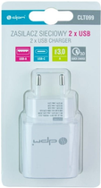 Мережевий зарядний пристрій DPM 2 x USB (A+C) QuickCharge білий (5906881212646) - зображення 3
