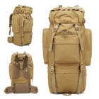 Каркасный тактический рюкзак 80 литров Large tactical многофункциональный Койот - изображение 5