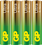Bateria alkaliczna GP Ultra Alkaline AAA Batteries 24AU/LR03 1.5V (4-Pack) (4891199220197) - obraz 3