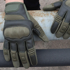 Плотные Cенсорные Перчатки с защитными накладками олива размер S - изображение 3