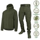 Мужской костюм Куртка + Брюки SoftShell на флисе / Демисезонный Комплект Stalker 2.0 олива размер 2XL - изображение 1