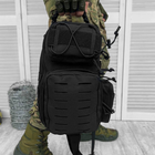 Нагрудна сумка-слінг "Silver Knight" 9 л Oxford / Рюкзак однолямний із системою кріплення MOLLE чорний - зображення 3