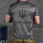 Потоотводящая мужская футболка с принтом "Ukrainian soldier" coolmax серая размер 2XL - изображение 4