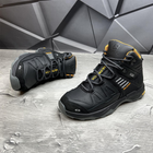 Мужские зимние ботинки с шерстяной подкладкой / Кожаные берцы Salomon S-3 чёрно-жёлтые размер 40 - изображение 4
