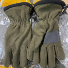 Зимние флисовые Перчатки полнопалые с антискользящими вставками олива размер M/L - изображение 1