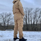 Мужской Демисезонный костюм на флисе / Комплект Куртка + Брюки Softshell койот размер 4XL - изображение 4