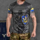 Потовідвідна чоловіча футболка з принтом "Ukrainian soldier" coolmax сіра розмір M - зображення 1