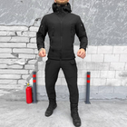 Чоловічий утеплений Костюм Куртка + Штани на флісі / Демісезонний Комплект Softshell чорний розмір XL - зображення 3