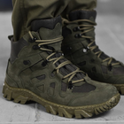 Мужские демисезонные Ботинки на протекторной резиновой подошве / Кожаные Берцы олива размер 45 - изображение 3