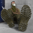 Мужские демисезонные Ботинки на протекторной резиновой подошве / Кожаные Берцы олива размер 45 - изображение 5