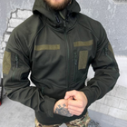 Мужская зимняя куртка SoftShell на флисе олива размер XL - изображение 2