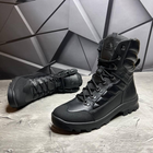 Мужские кожаные берцы на меху / Высокие ботинки KTV на резиновой подошве с протектором черные размер 40 - изображение 2