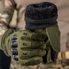 Зимові рукавиці на хутрі із захисними накладками олива розмір універсальний - зображення 4