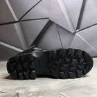 Мужские кожаные берцы на меху / Высокие ботинки KTV на резиновой подошве с протектором черные размер 44 - изображение 4