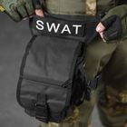 Поясная Сумка Swat на ногу Cordura 1000D с 5 карманами черная размер 28 x 13 х 12 см - изображение 4