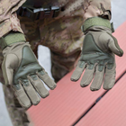 Зимние утепленные перчатки с косточками и сенсорными накладками олива размер M - изображение 2