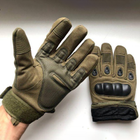 Зимние утепленные перчатки с косточками и сенсорными накладками олива размер M - изображение 4