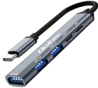 USB Hub Qoltec Hub Adapter 5 in 1  USB-C USB 2.0 USB 3.0 Grey - obraz 1