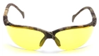 Открытые очки защитные в камуфлированной оправе Pyramex Venture-2 Camo (amber) желтые - изображение 3