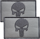 Набір шевронів з липучкою IDEIA Punisher Череп Каратель вишитий патч 5 х 8 см 2 шт. Сірий (4820182655739) - зображення 1