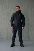Куртка Softshell мужская ДСНС с Флисовой подкладкой темно-синяя / Демисезонная водонепроницаемая S - изображение 4