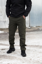 Брюки мужские SoftShell для НГУ оливковый цвет на флисе с высокой посадкой / Ветро и водозащитные штаны M - изображение 4