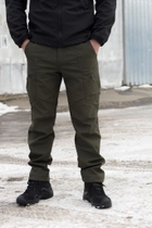 Брюки мужские SoftShell для НГУ оливковый цвет на флисе с высокой посадкой / Ветро и водозащитные штаны M - изображение 5