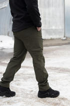 Брюки мужские SoftShell для НГУ оливковый цвет на флисе с высокой посадкой / Ветро и водозащитные штаны M - изображение 10