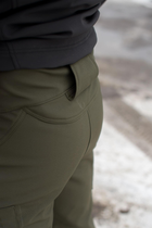 Брюки мужские SoftShell для НГУ оливковый цвет на флисе с высокой посадкой / Ветро и водозащитные штаны 3XL - изображение 9