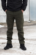 Чоловічі штани SoftShell для НГУ оливковий колір на флісі із високою посадкою / Вітро та водозахисні штани S - зображення 5