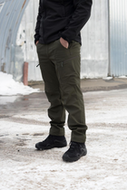 Чоловічі штани SoftShell для НГУ оливковий колір на флісі із високою посадкою / Вітро та водозахисні штани S - зображення 6