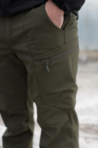 Брюки мужские SoftShell для НГУ оливковый цвет на флисе с высокой посадкой / Ветро и водозащитные штаны XL - изображение 7
