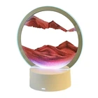 Настольная LED лампа ночник Песочные часы 3D Moving Sands Capes USB Ночной светильник Красный