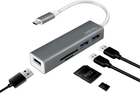 Hub USB-C LogiLink UA0305 USB 3.2 Gen1x1 3-Port + Card Reader Grey - obraz 3