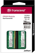 Pamięć RAM Transcend DDR4-2666 16384MB PC4-21300 (Kit of 2x8192) (JM2666HLG-16GK) - obraz 2